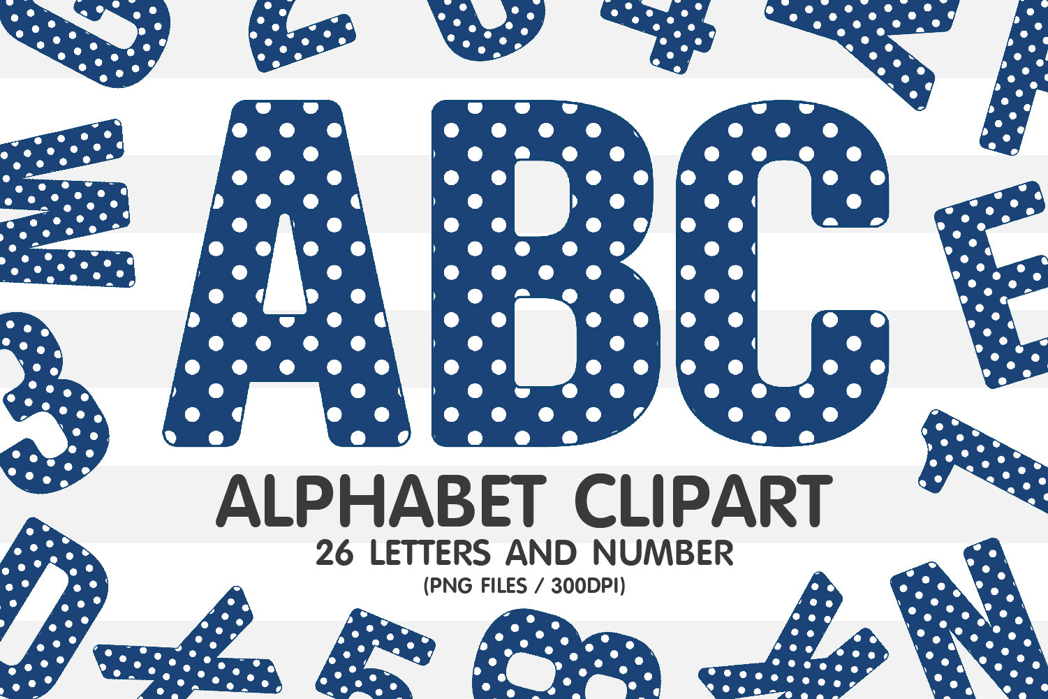Navy Polka Dot Alphabet Letters