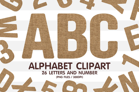 Neutral Linen Alphabet Letters Clipart PNG