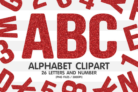 Red Glitter Alphabet Letters & Numbers