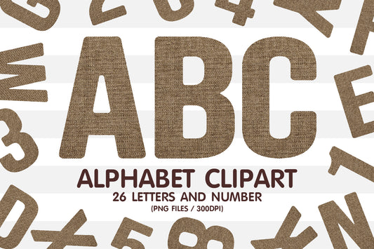 Neutral Linen Alphabet Clipart PNG