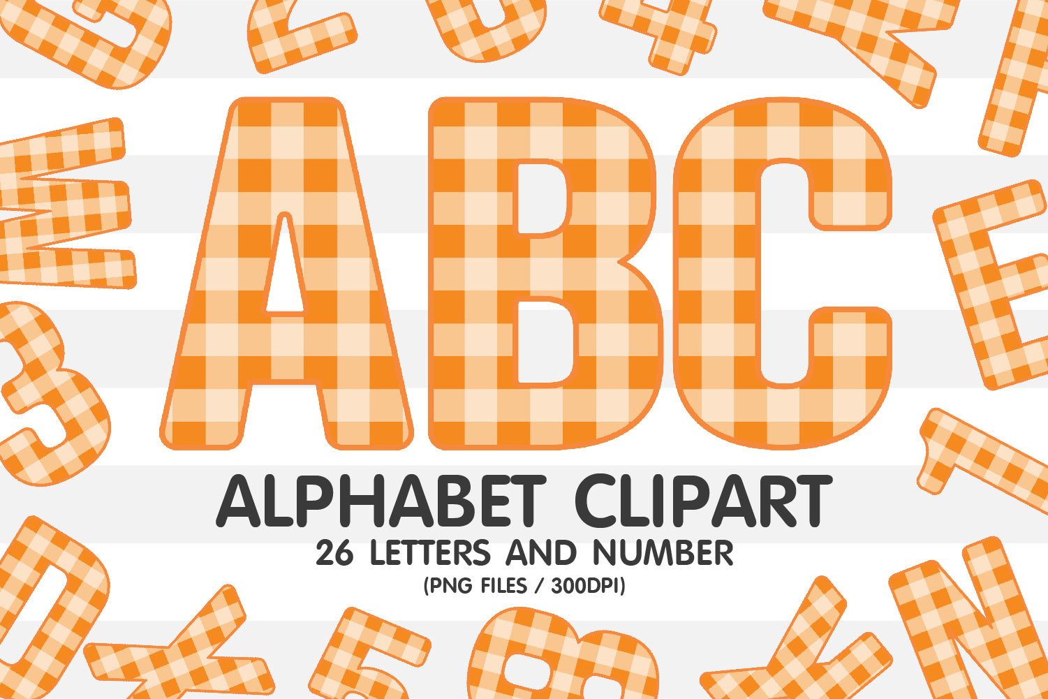 Orange Gingham Alphabet Letters