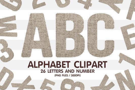 Neutral Linen Alphabet Letters PNG