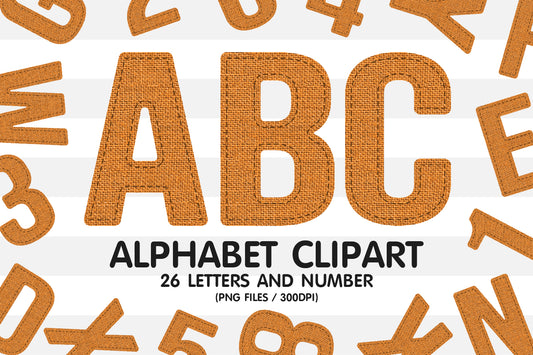 Orange Burlap Alphabet