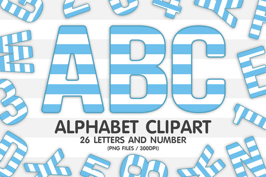 Light Blue Striped Alphabet Sublimation