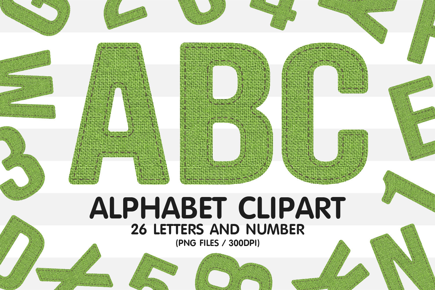 Light Green Burlap Clipart Alphabet PNG