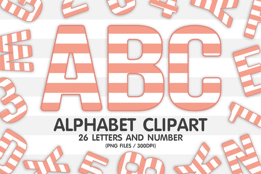 Peach Striped Alphabet Clipart PNG