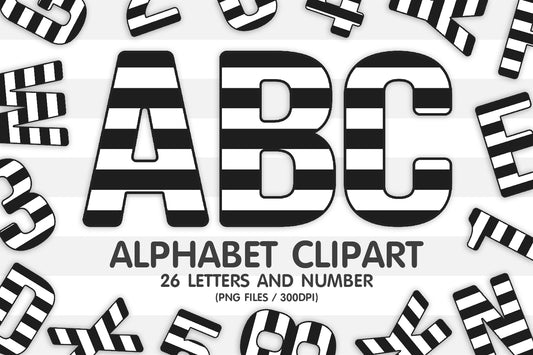 Black Striped Alphabet PNG Sublimation
