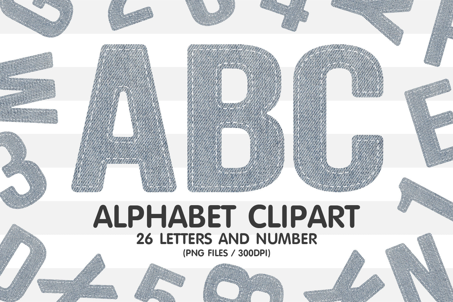 Jeans Texture Clipart Alphabet PNG