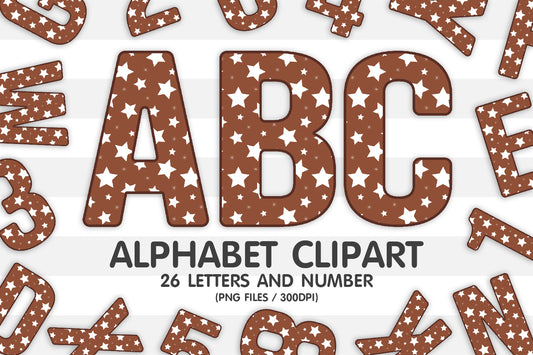 Brown Star Alphabet Letters