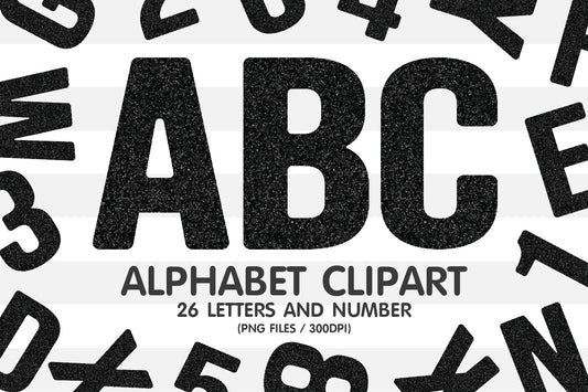Black Glitter Alphabet Letters PNG