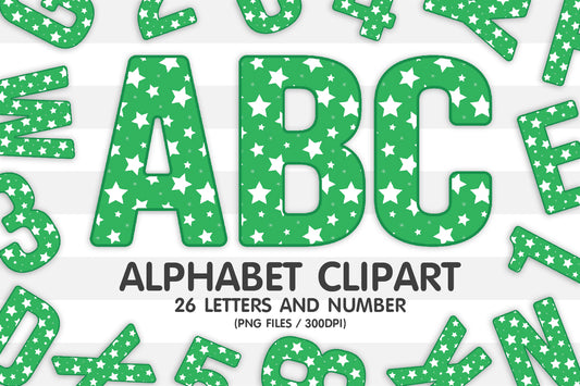Green Star Alphabet PNG Clipart