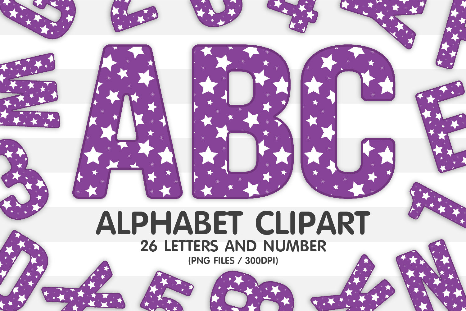 Purple Star Alphabet Letters PNG