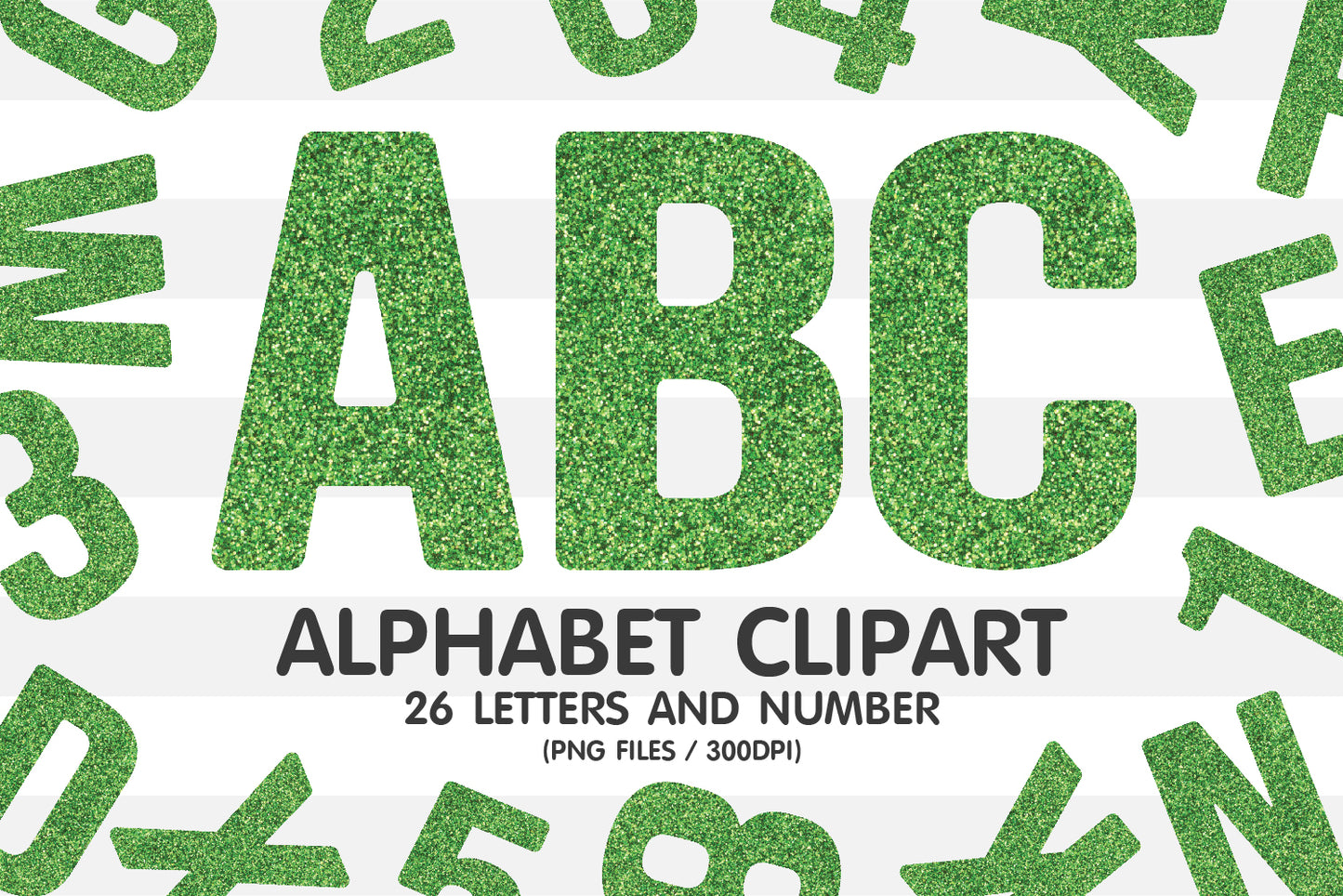 Green Glitter Letters PNG