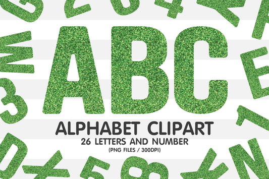 Green Glitter Letters PNG