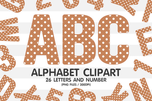 Brown Polka Dot Alphabet PNG Clipart Design