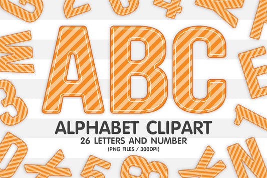 Orange Tinted Striped Alphabet Sublimate
