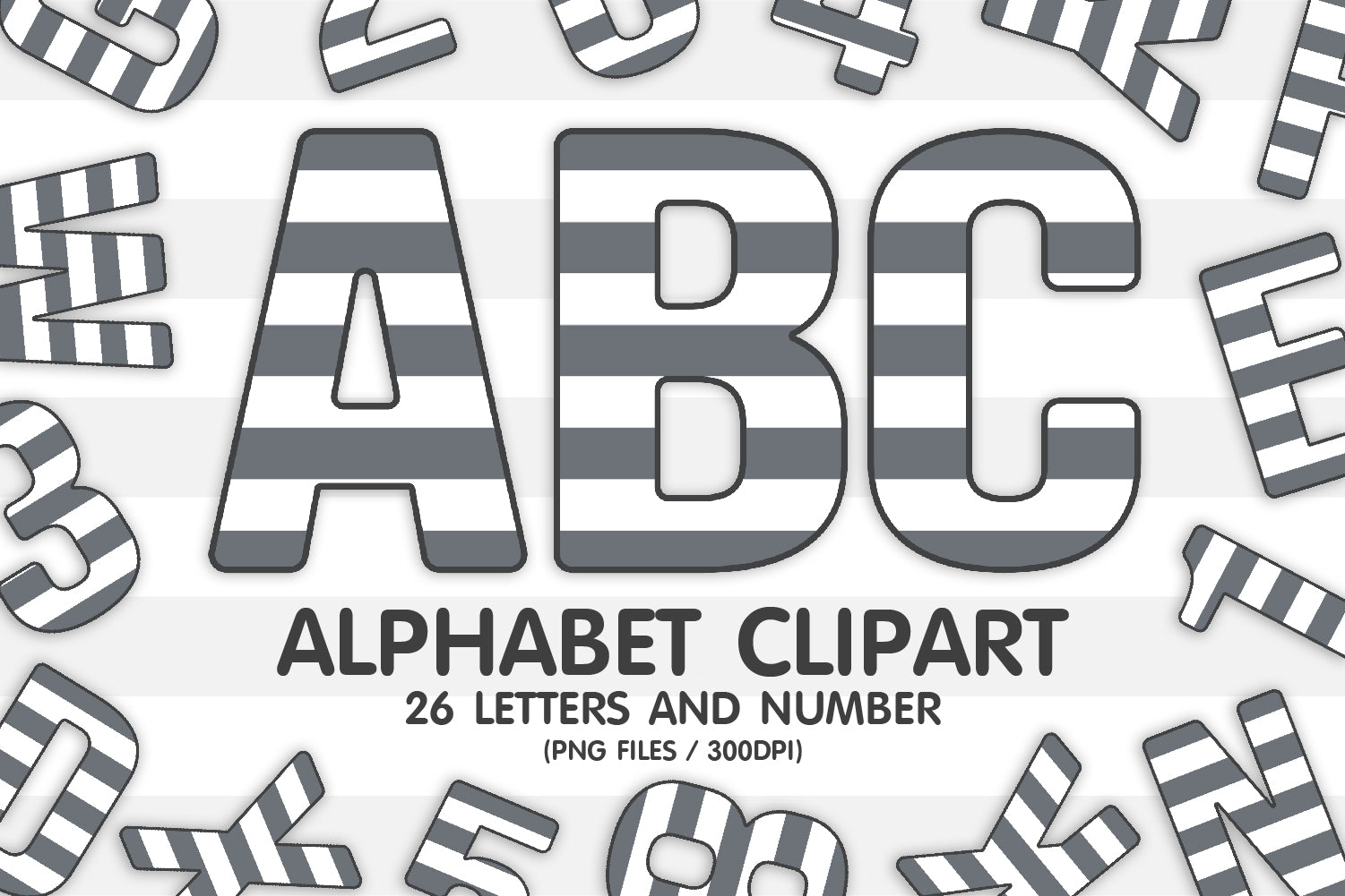 Gray Striped Clipart A-Z Alphabet Letters and Number • Clipart PNG • S ...