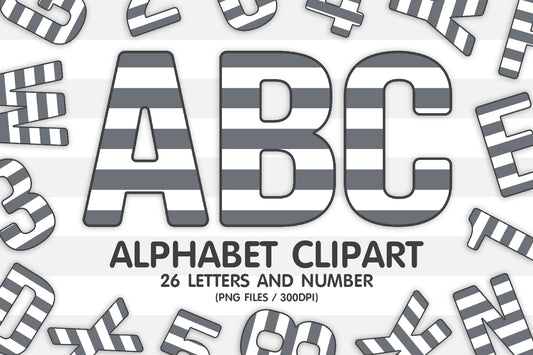 Gray Striped Alphabet Sublimation
