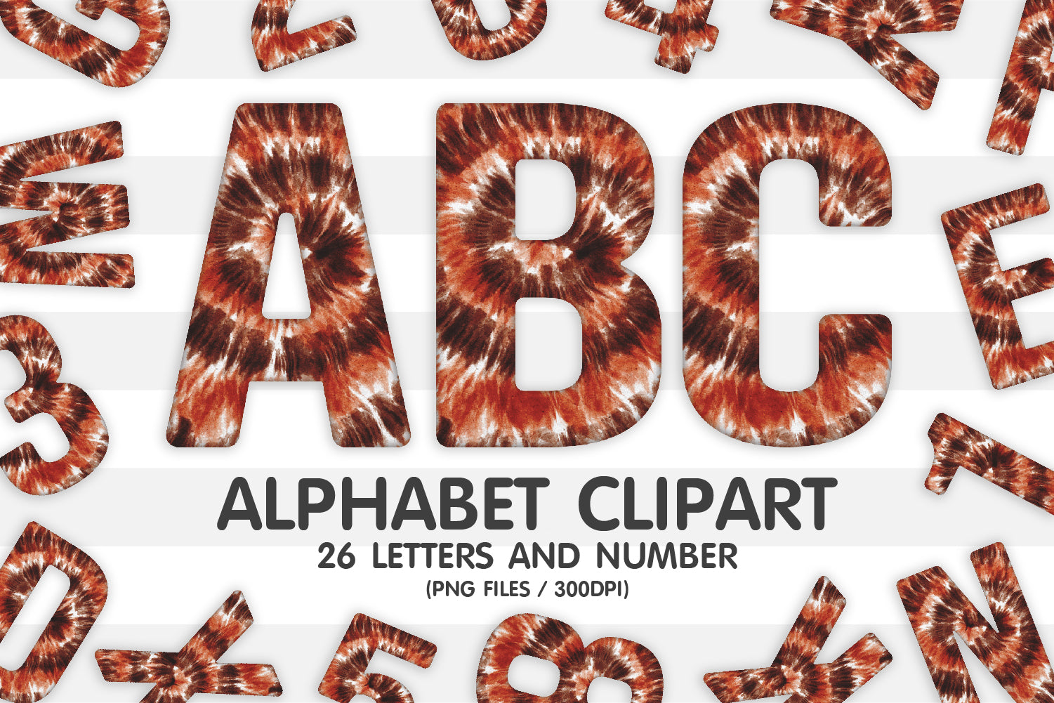 Tie Dye Alphabet Clipart