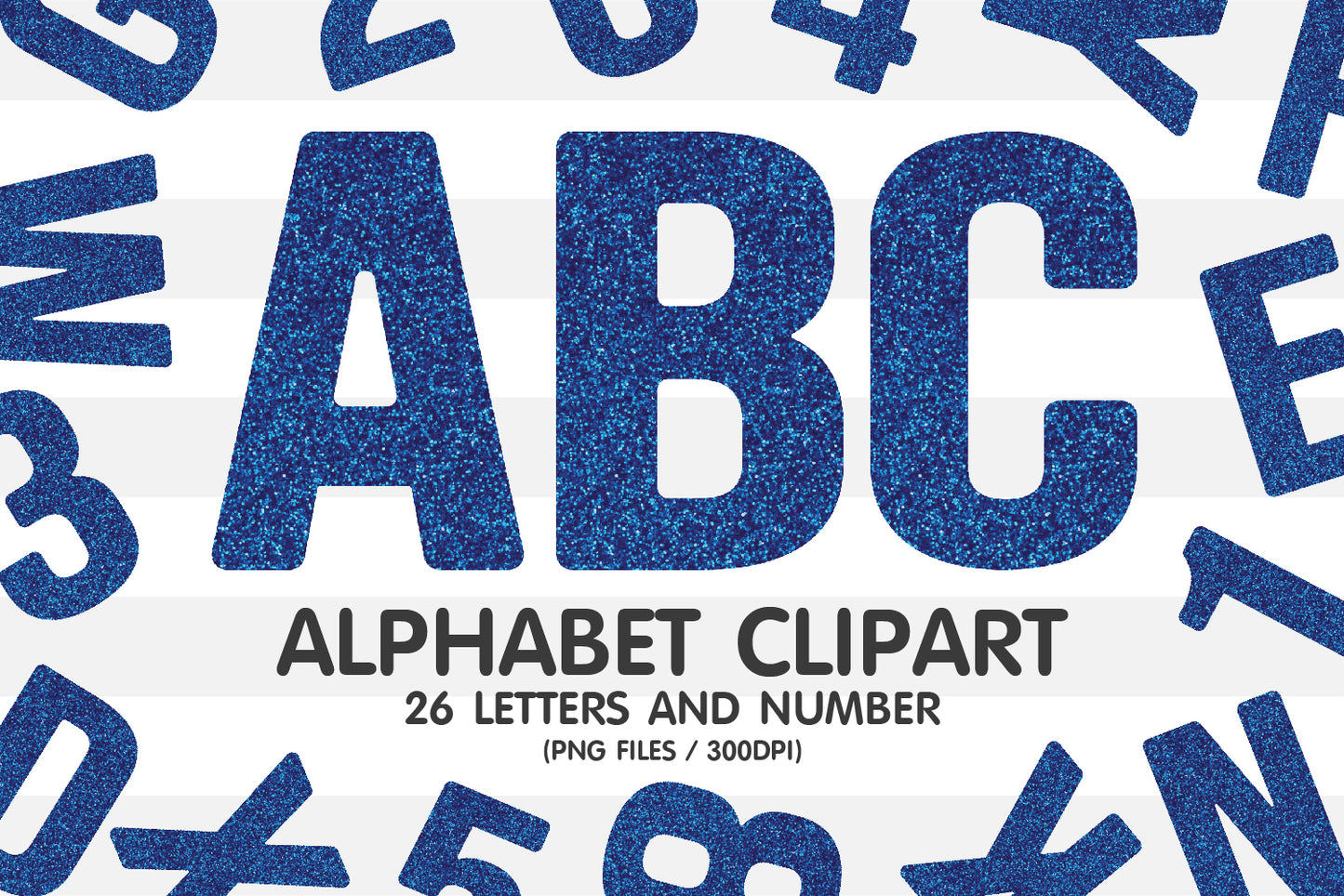 Blue Glitter Alphabet Letters PNG