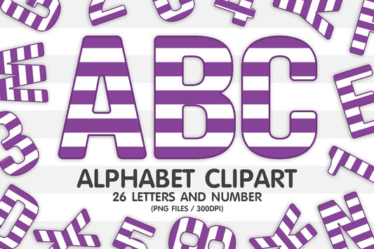 Purple Striped Alphabet Letters PNG