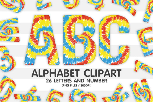Tie Dye Alphabet Letters PNG Sublimation