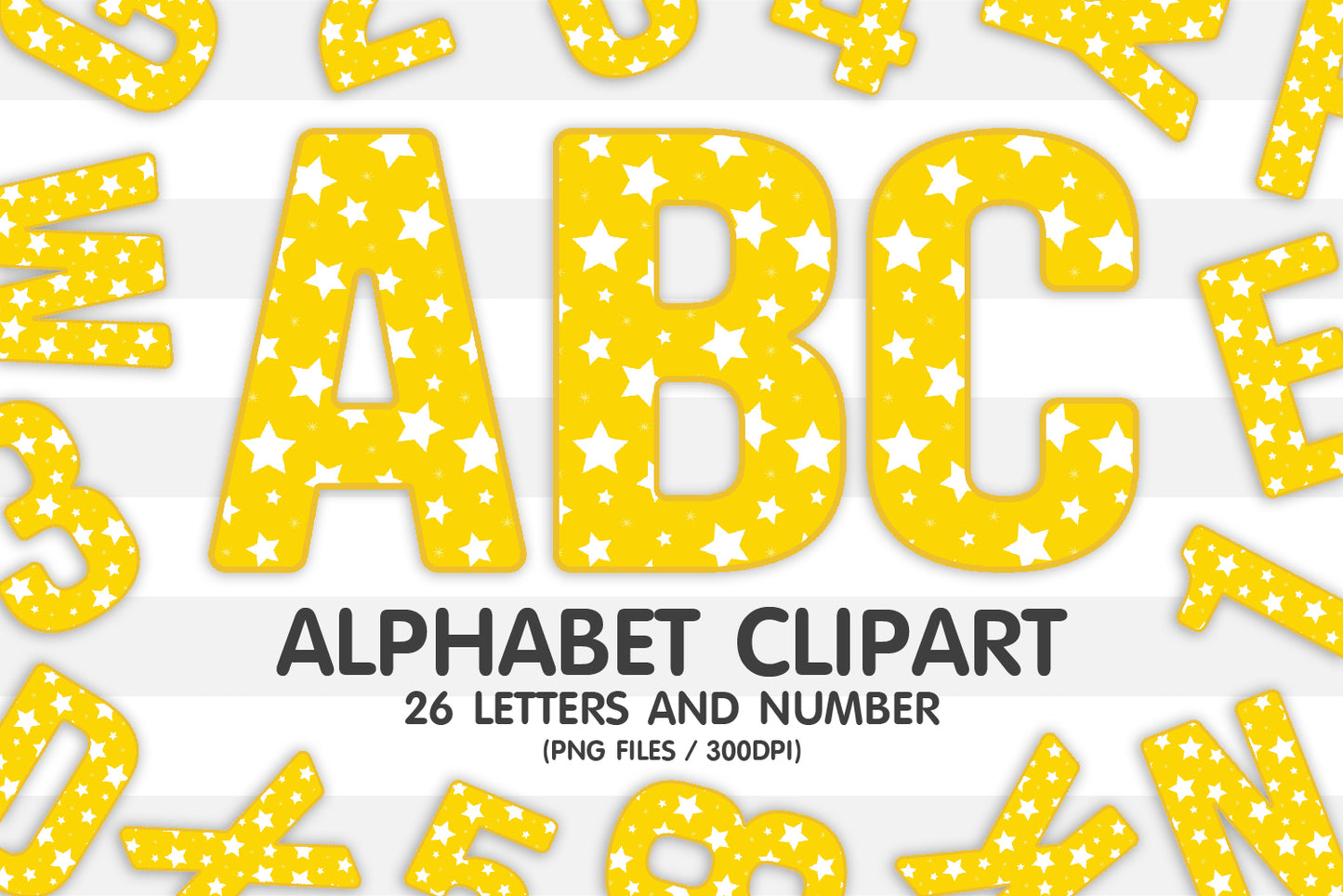 Star Yellow Alphabet Sublimation PNG
