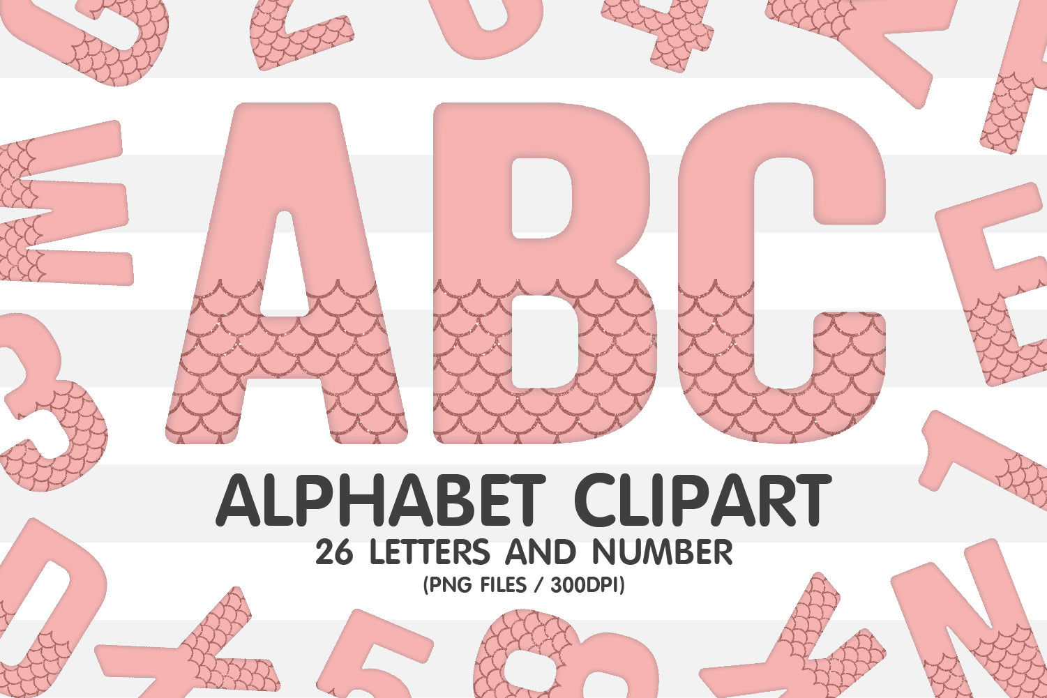 Peach Mermaid Alphabet Clipart PNG
