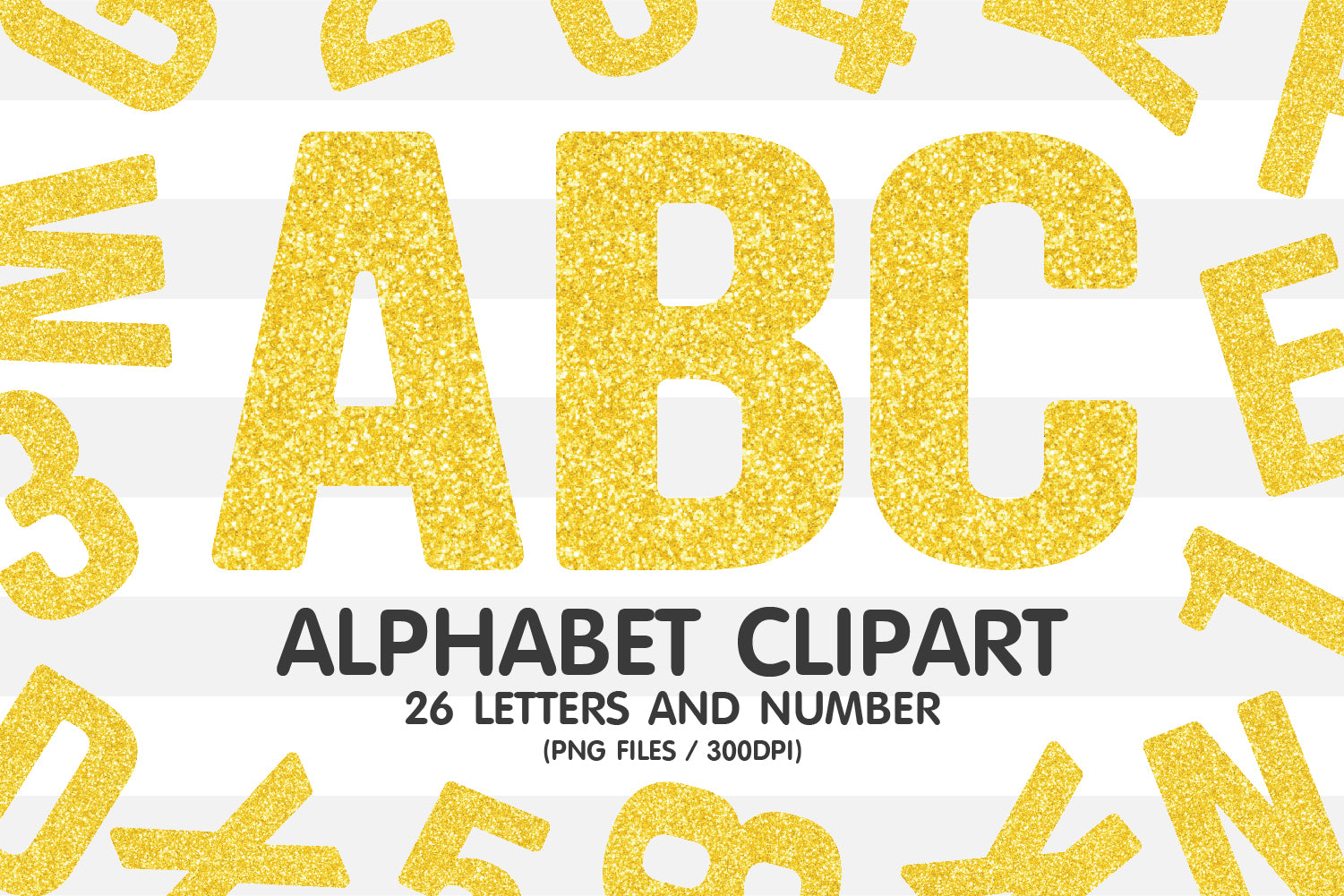 Yellow Glitter Clipart Alphabet PNG