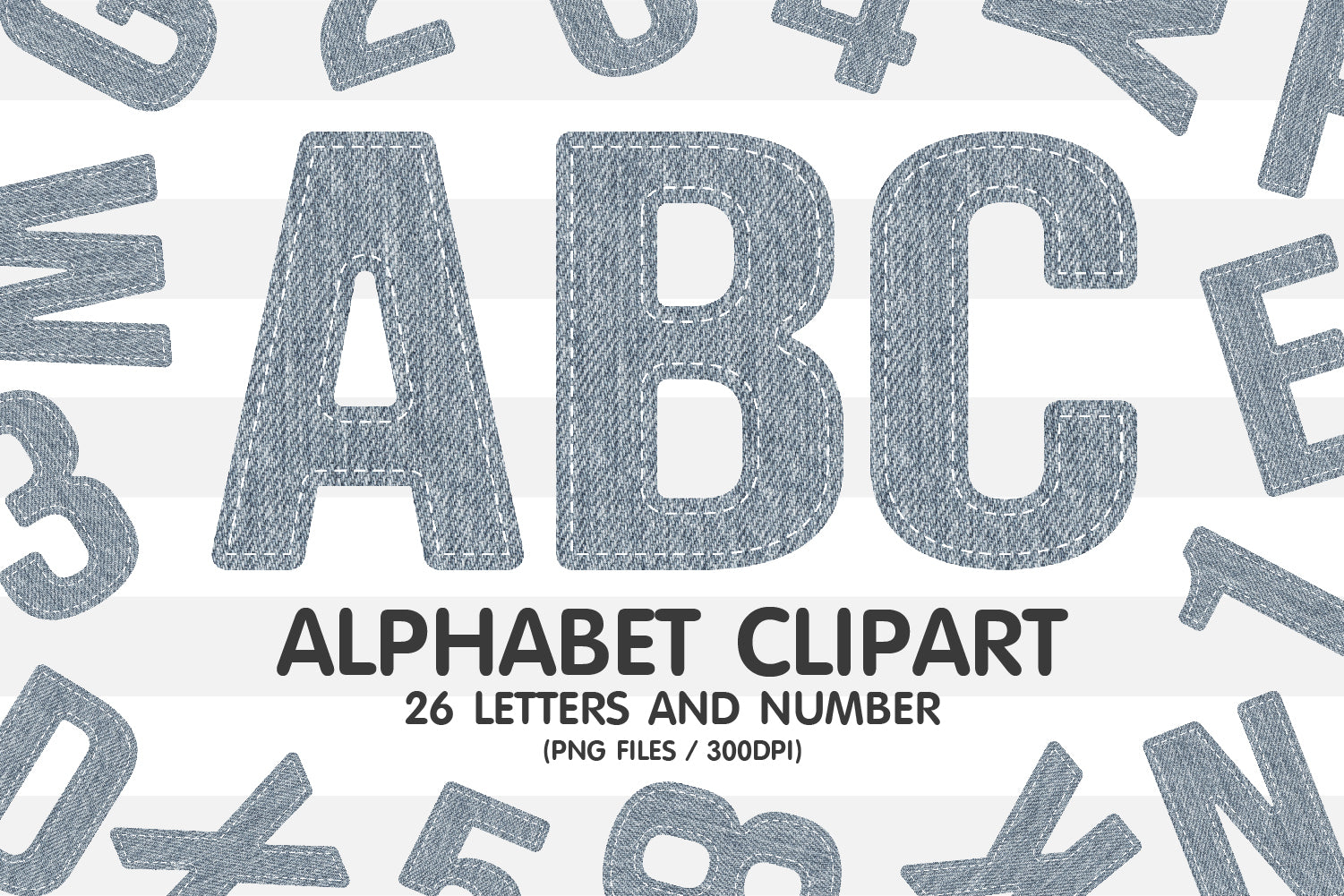 Jean Texture Clipart Alphabet PNG