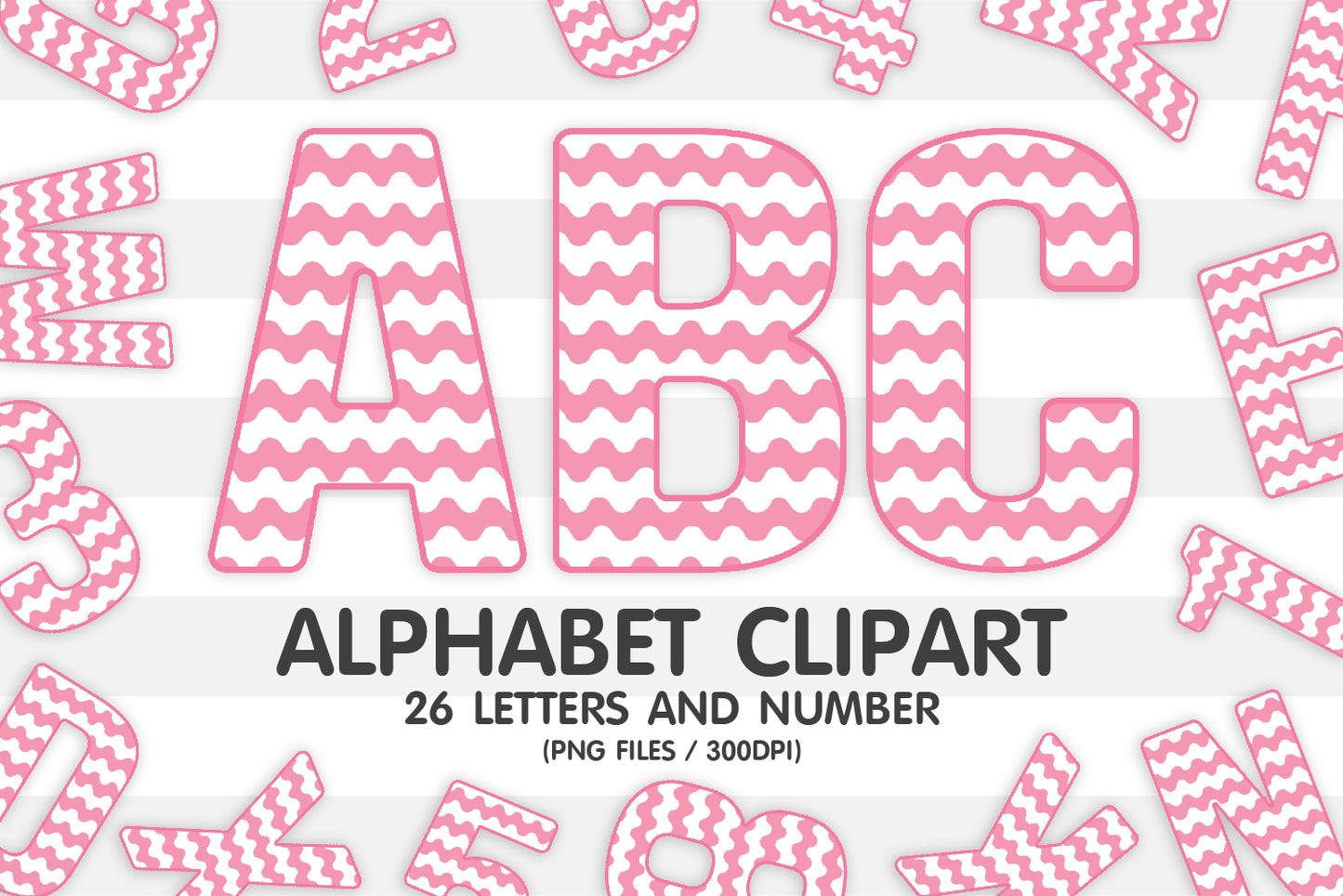 Pink Wave Clipart PNG Alphabet Sublimation