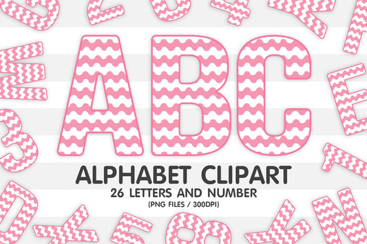 Pink Wave Clipart PNG Alphabet Sublimation