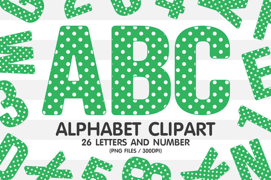 Green Polka Dot Clipart Alphabet Letters