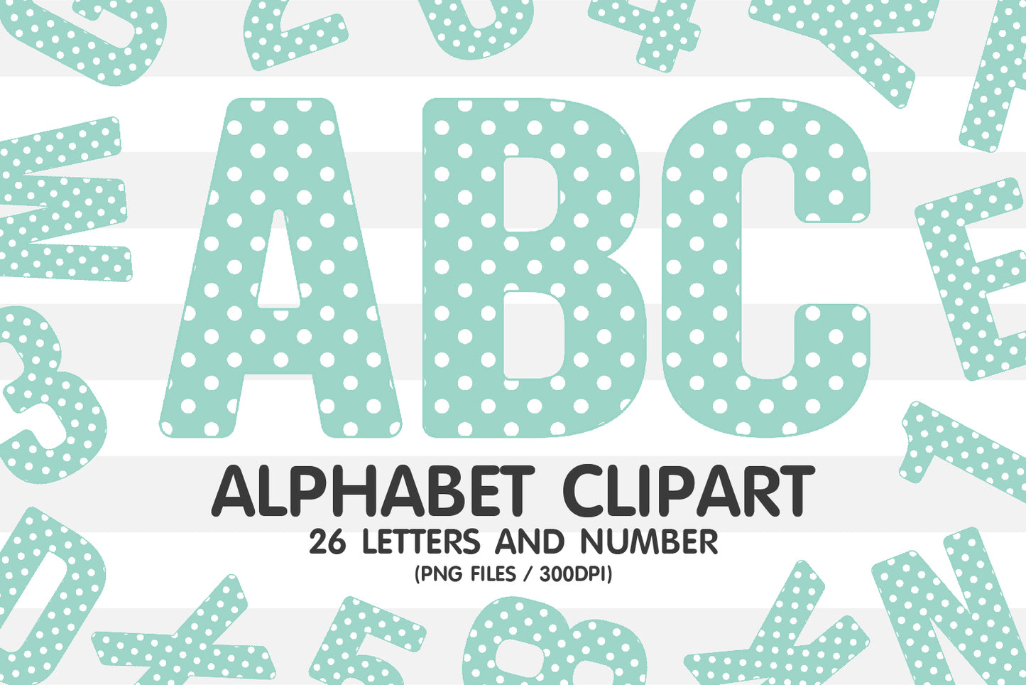 Mint Polka Dot Clipart Alphabet PNG