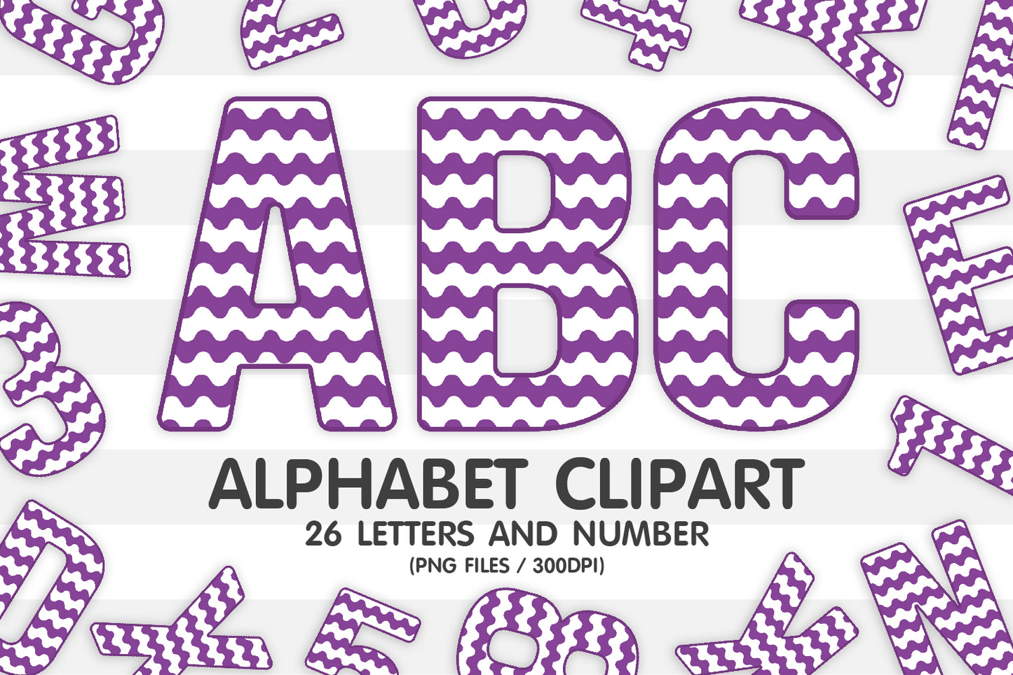 Purple Wave Alphabet Letters
