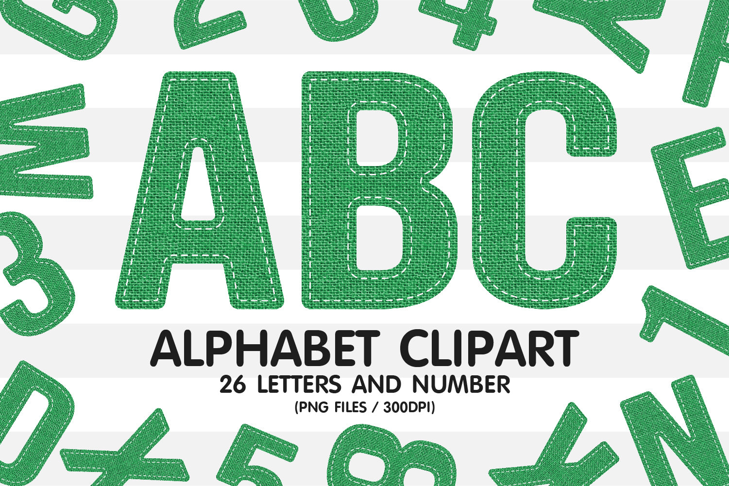 Green Burlap Clipart Alphabet PNG