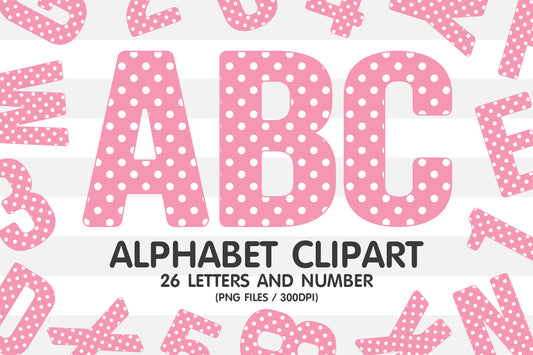 Pink Polka Dot Clipart Alphabet Letters