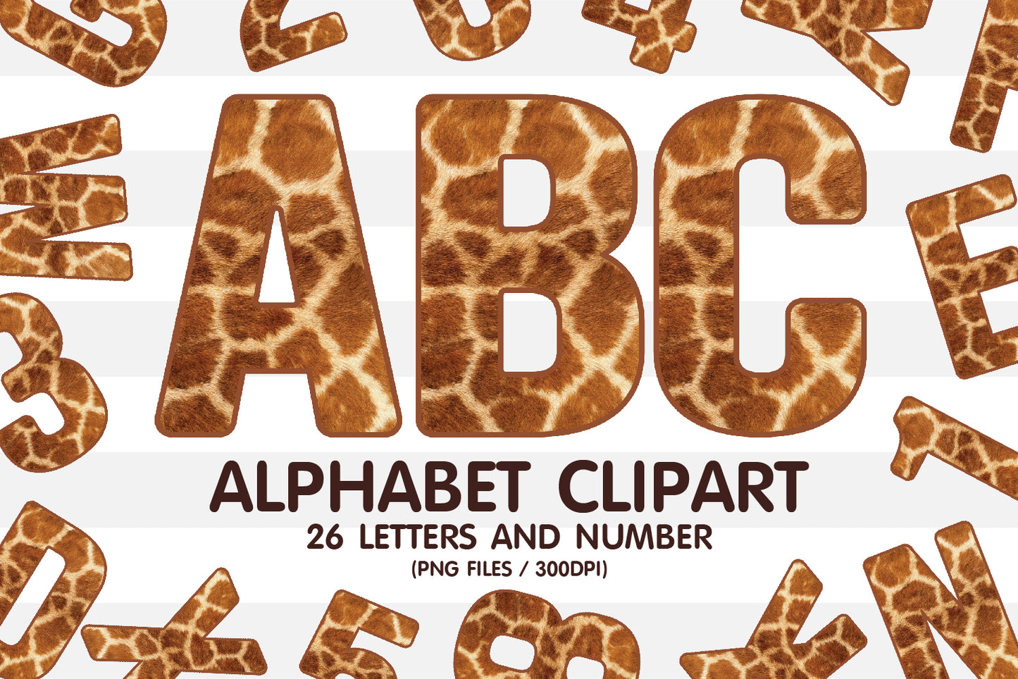 Giraffe Skin A-Z Alphabet Letters and Number • Animal Clipart PNG • Sublimation