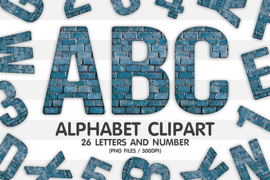Brick Texture A-Z Alphabet Letters and Number • Clipart PNG • Sublimation