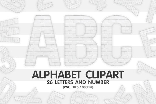 Brick Texture A-Z Alphabet Letters and Number • Clipart PNG • Sublimation