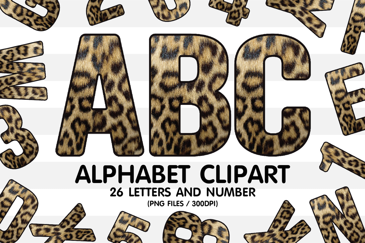 Leopard Skin A-Z Alphabet Letters and Number • Animal Clipart PNG • Sublimation
