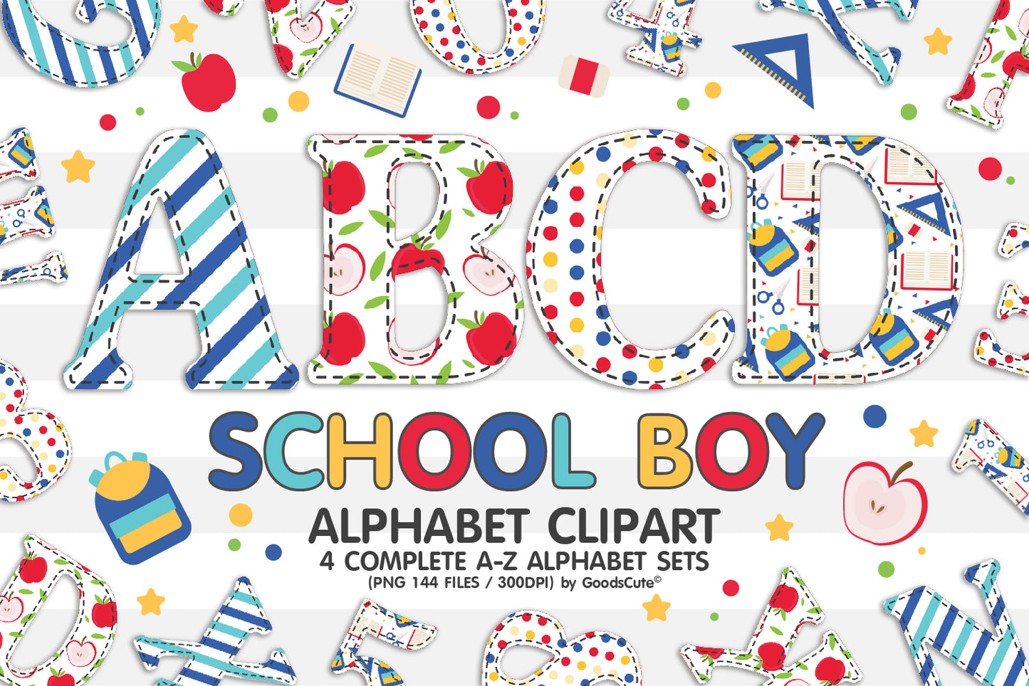 School Boy A-Z Alphabet Letters and Number • Clipart PNG • Sublimation