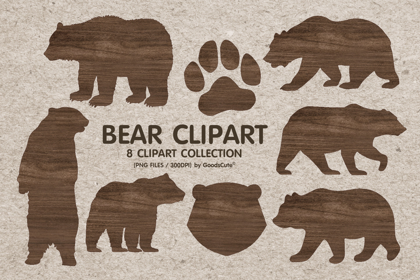 Bear Wood Texture • Clipart PNG • Sublimation Backgrounds & Textures