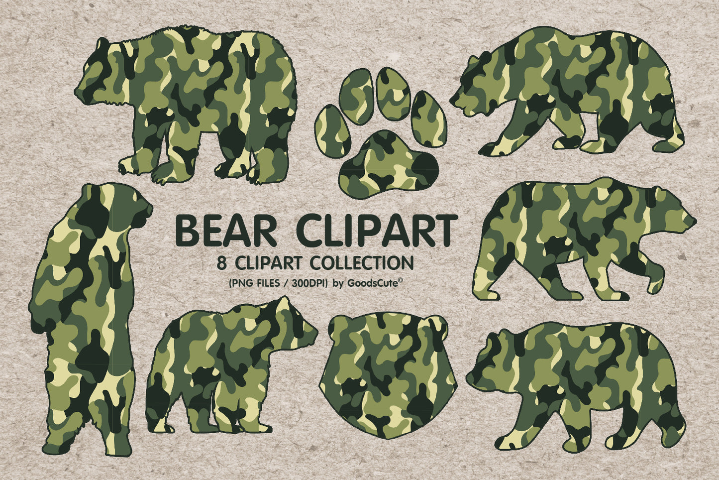 Bear Camo Texture • Clipart PNG • Sublimation Backgrounds & Textures