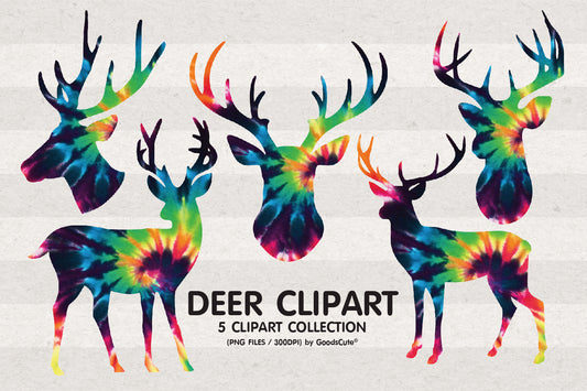 Deer Tie Dye • Clipart PNG • Sublimation Backgrounds & Textures