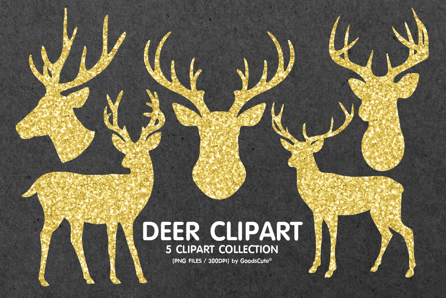 Deer Gold Glitter • Clipart PNG • Sublimation Backgrounds & Textures